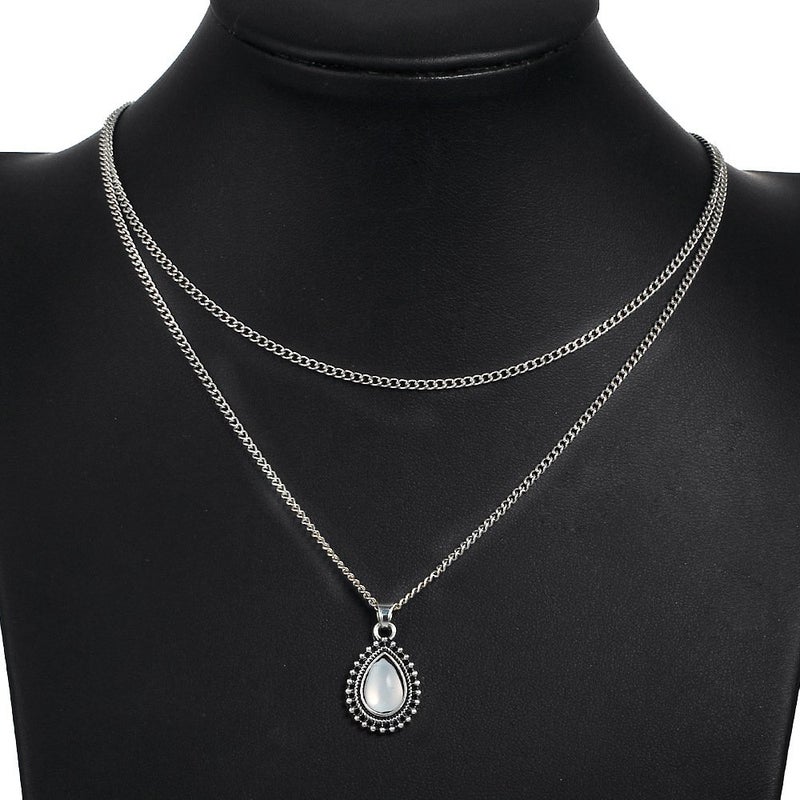 fxmimior Simple Layered Bar Silver Drop Pendant Necklace Boho V Neck Women Accessories - Image 4
